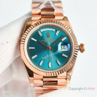 Swiss Rolex new Day-Date Rose Gold Baguette 36mm Men's Watch A2836 Movement